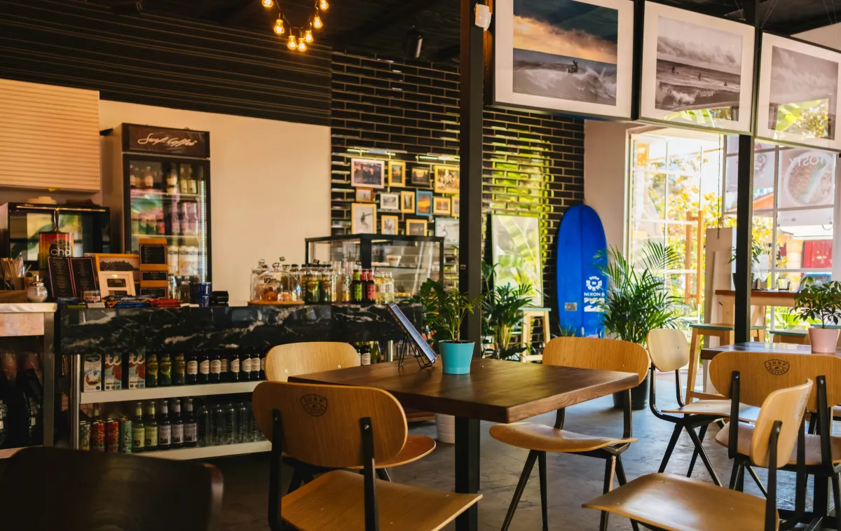Cozy cafe with coffee